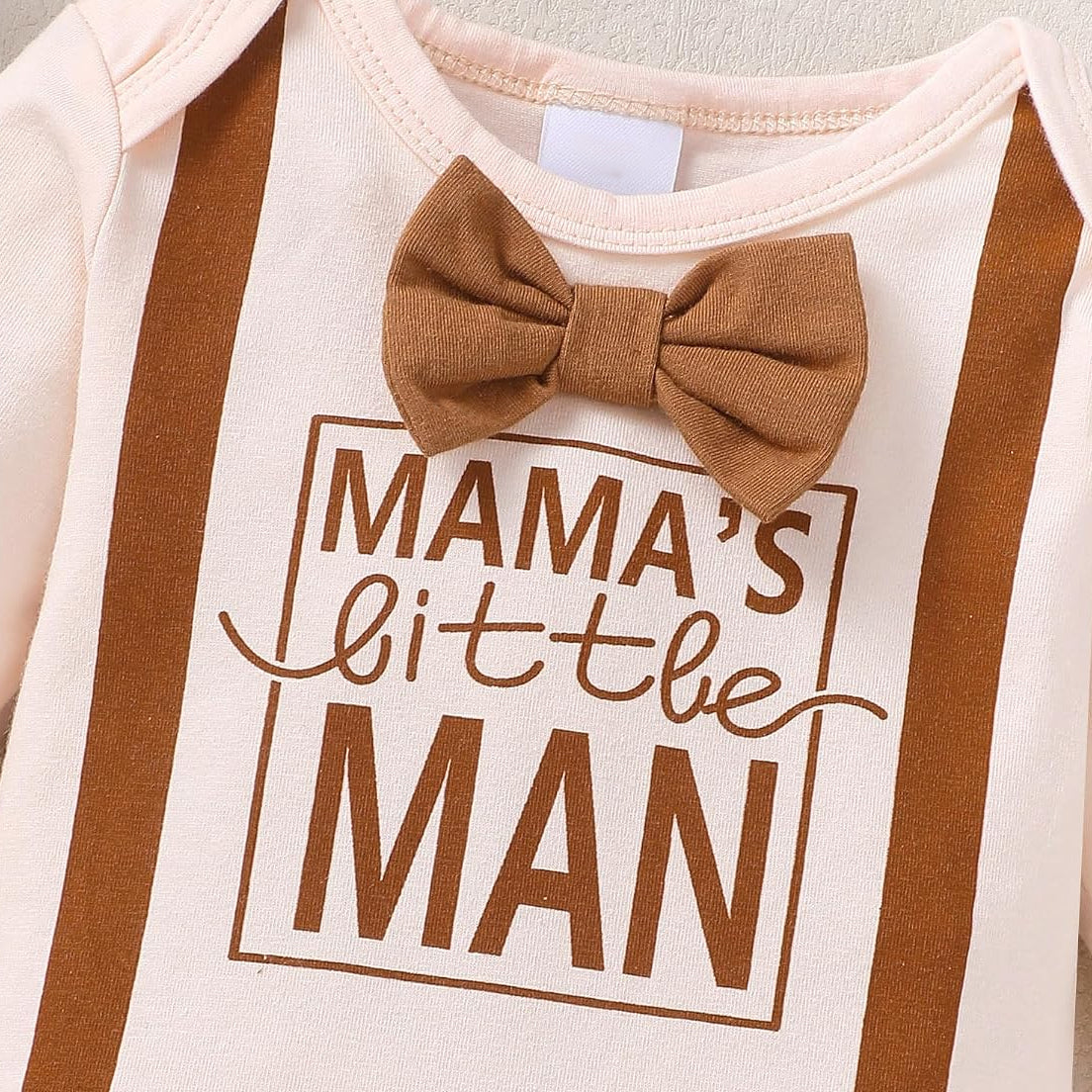 3PCS Mama's Little Man Letter Printed Long Sleeve Baby Set