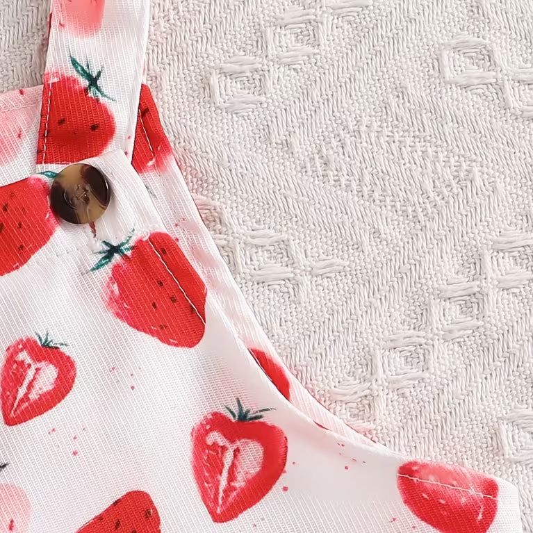 2PCS Cute Strawberry Print Short Sleeve Baby Set