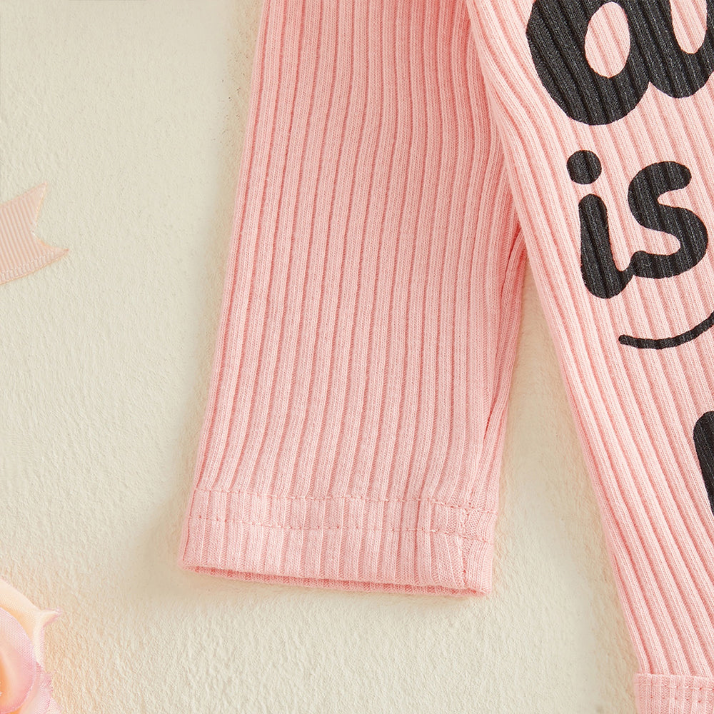 4PCS My Aunt Is Cooler Than My Dad Letter Floral Print Baby Set
