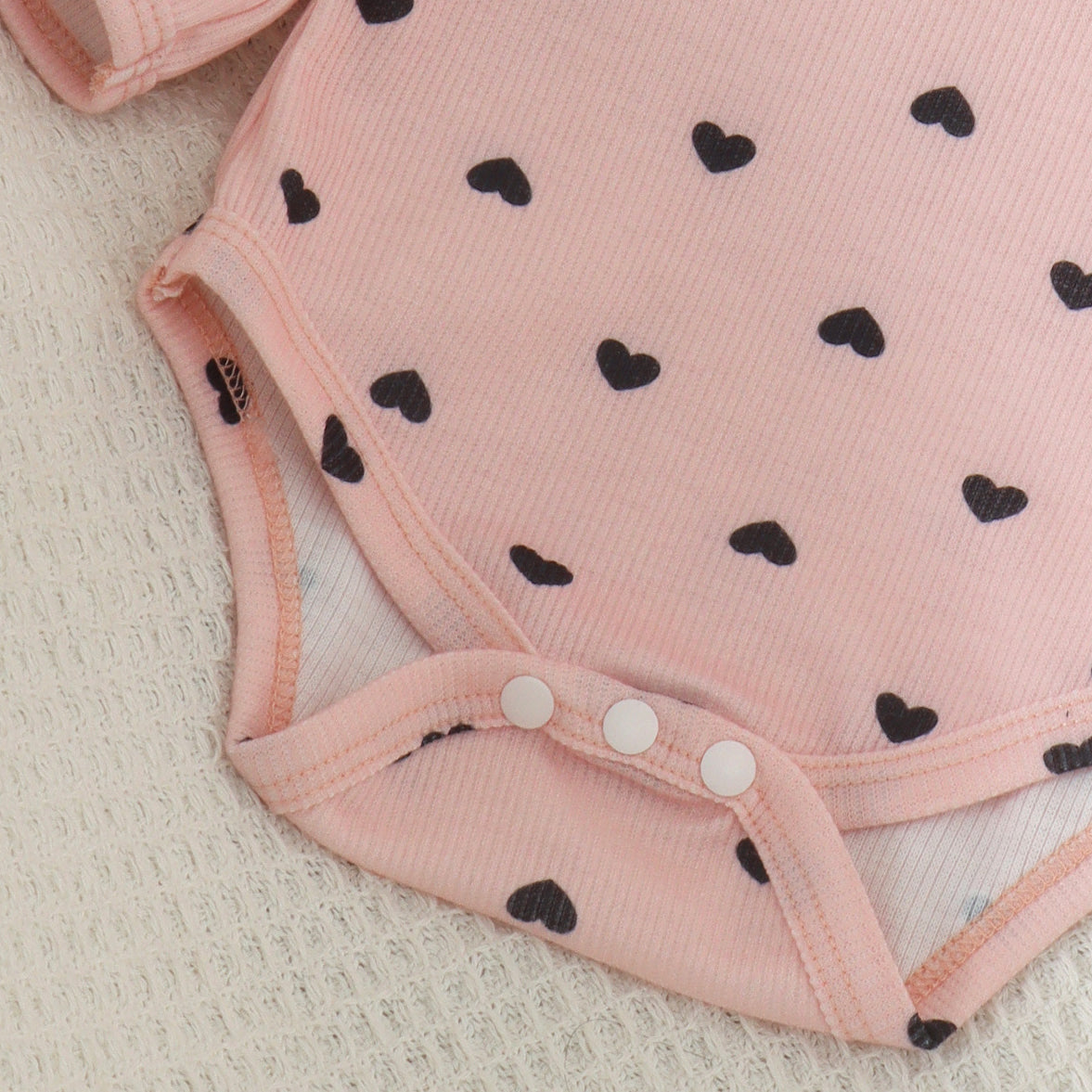 2PCS Pretty Baby Girl Heart Printed Bow Long Sleeve Set