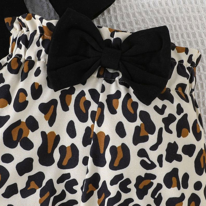3PCS Sweet Heart and Leopard Printed Long Sleeve Baby Set