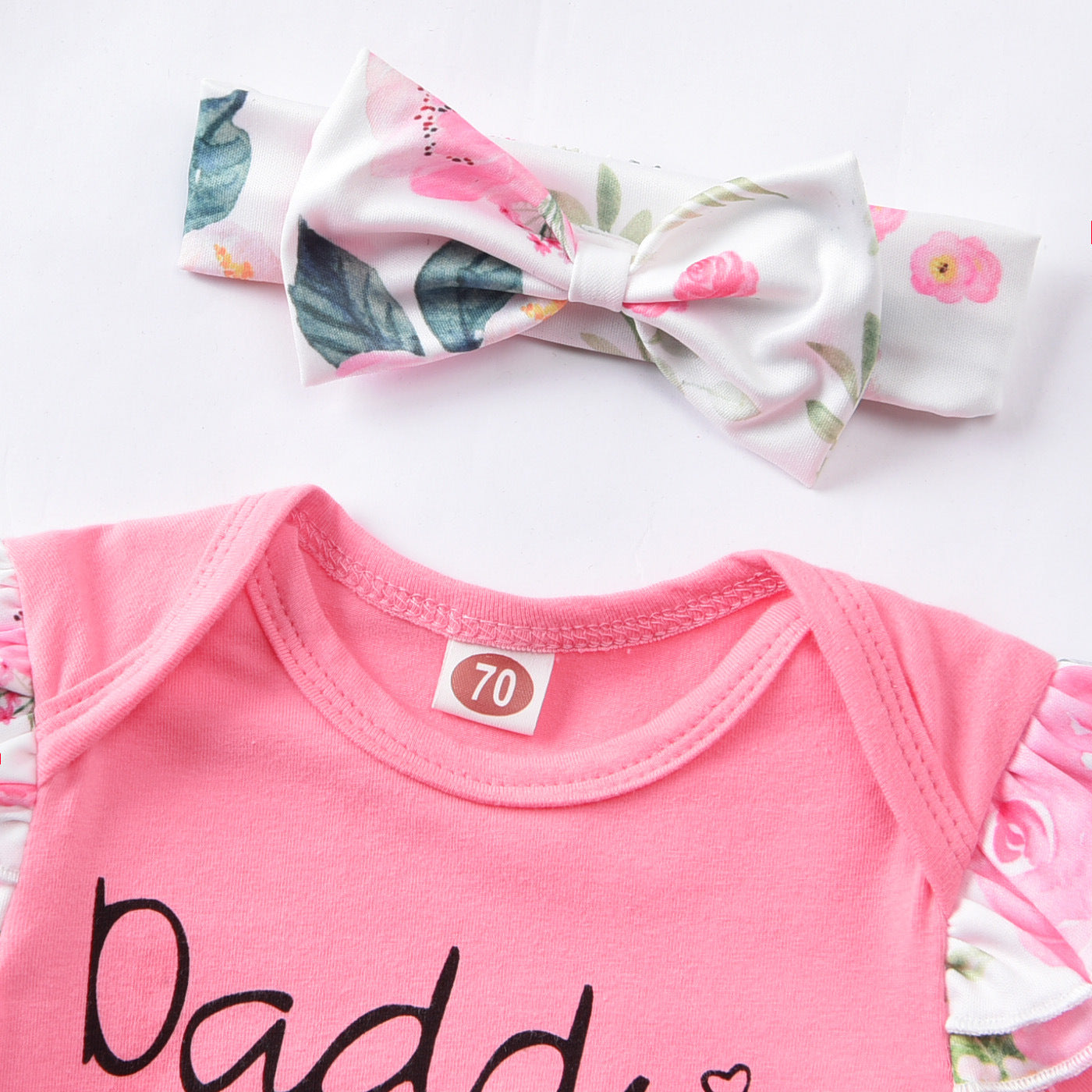 3PCS Daddy's Little Girl Letter Printed Short Sleeve Baby Set