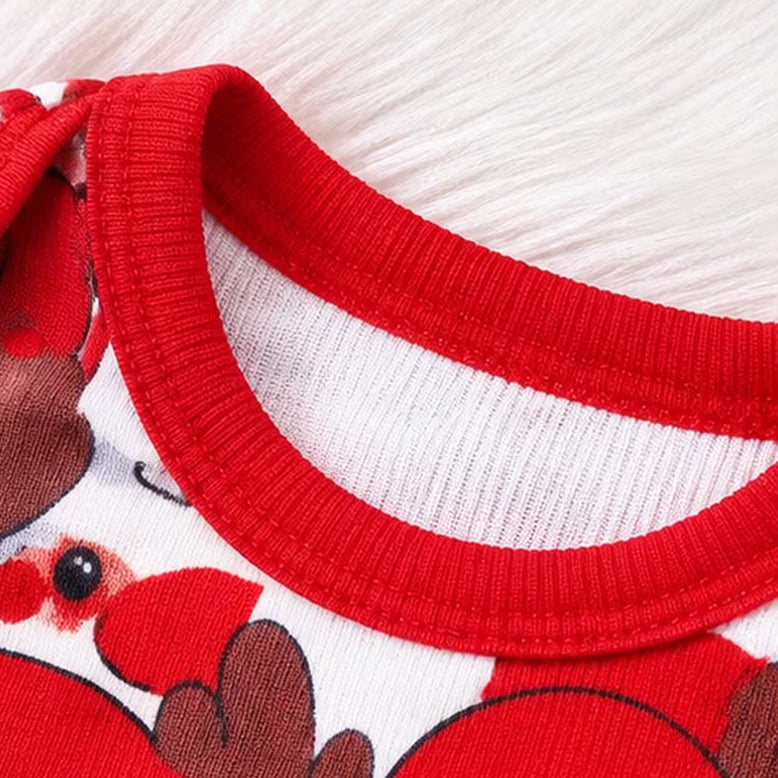 2PCS Cute Santa Snowman Print Long Sleeve Baby Christmas Jumpsuit