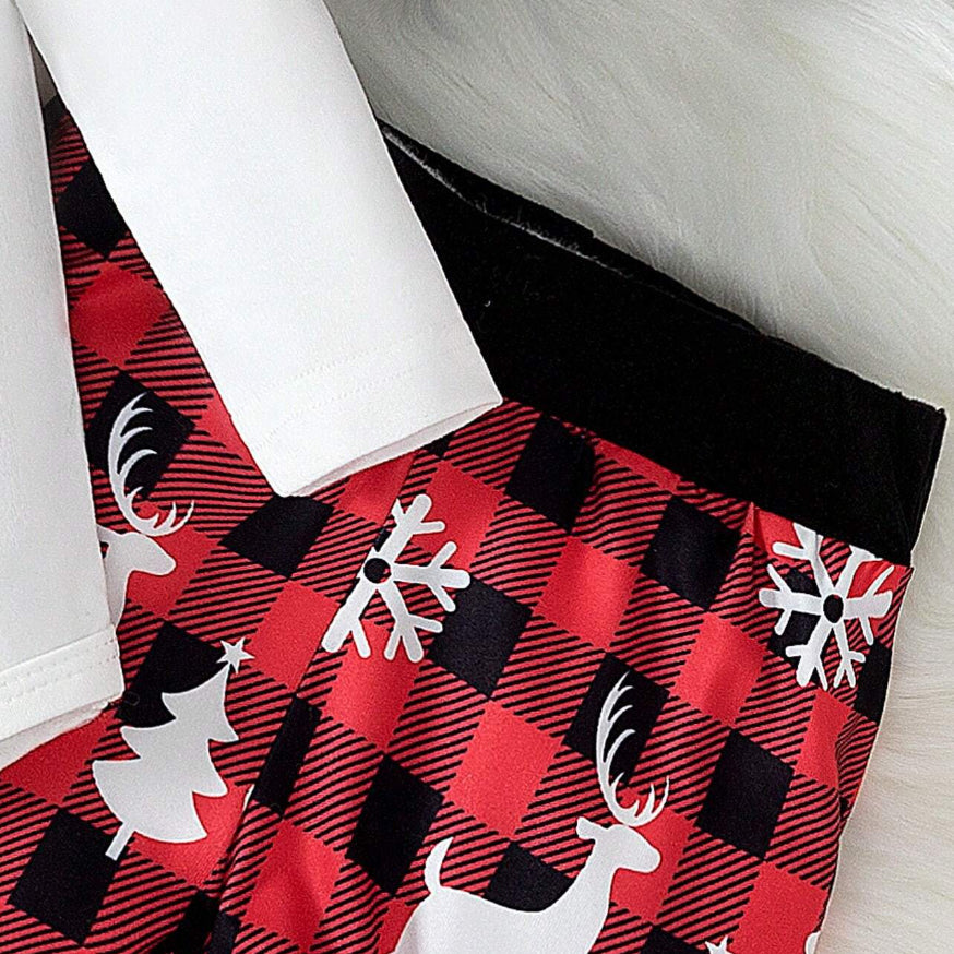 3PCS My 1st Christmas Letter Plaid Printed Baby Set