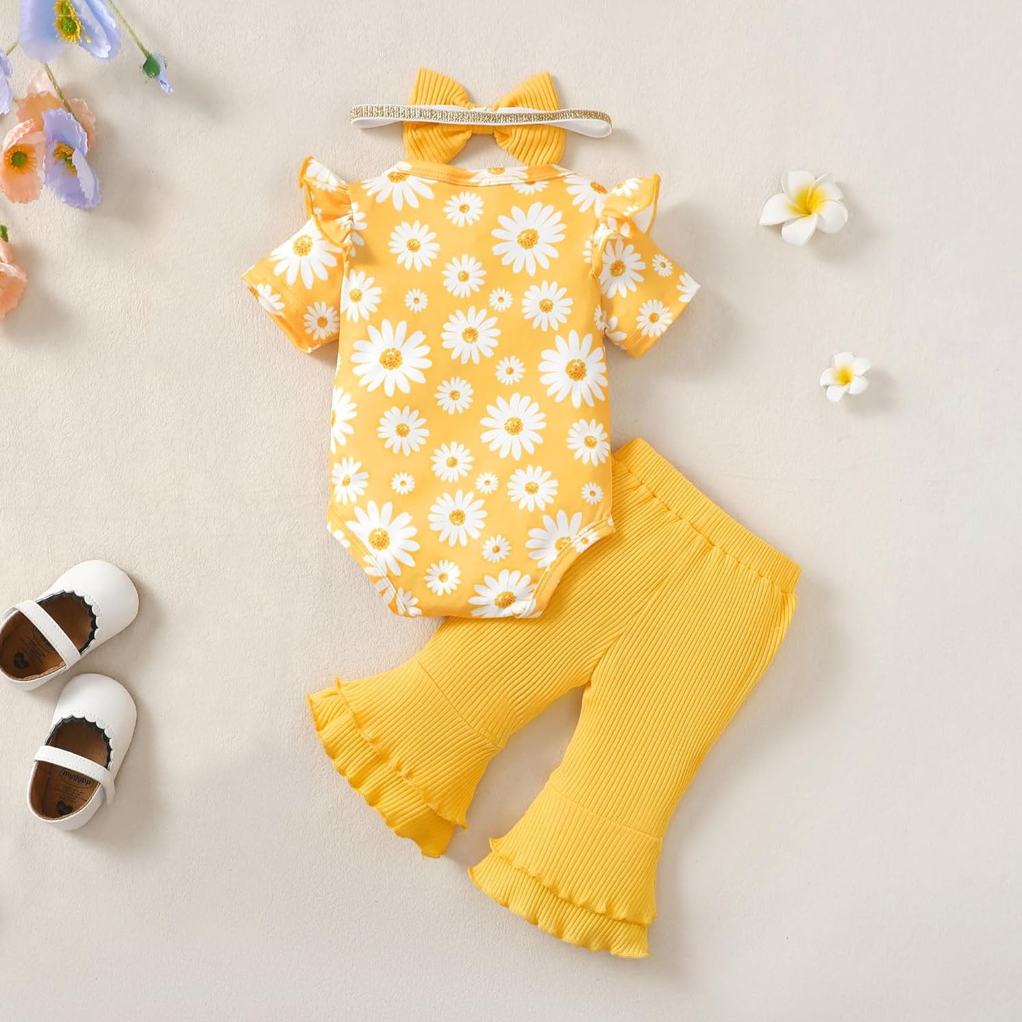 3PCS Floral Print Short Sleeve Baby Girl Set