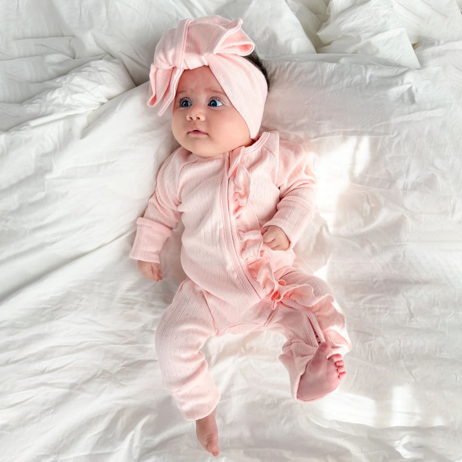 2PCS Chic Solid Color Long Sleeve Zipper Baby Jumpsuit