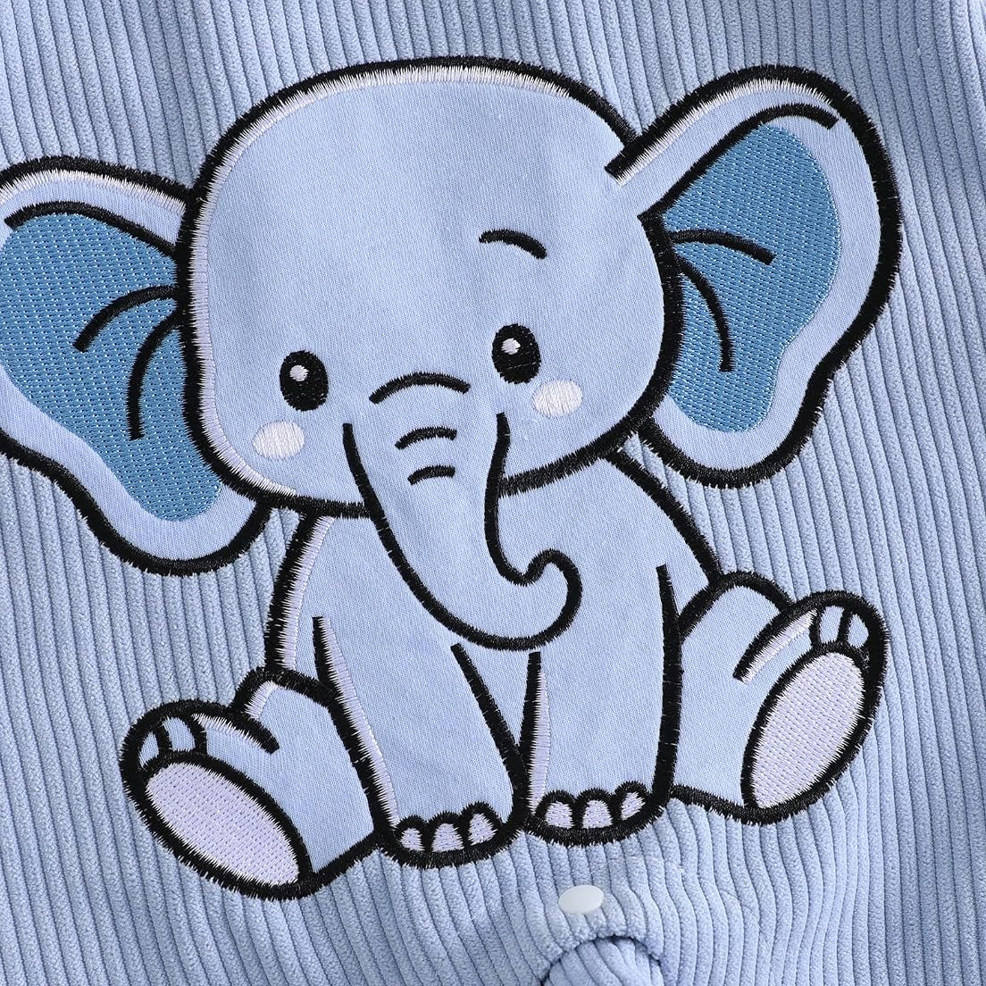 2PCS Cute Elephant Print Striped Long Sleeve Baby Jumpsuit