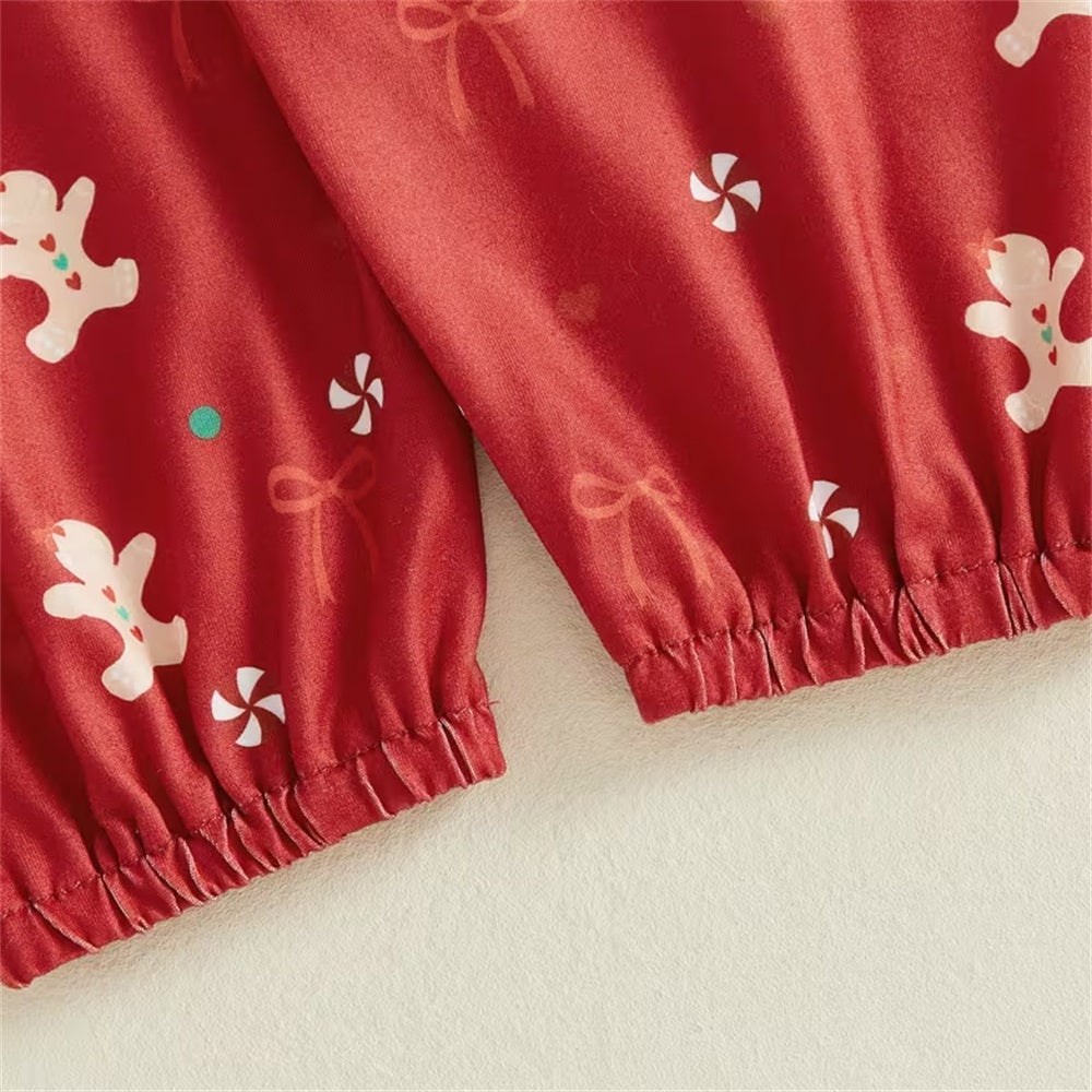 3PCS My First Christmas Letter Embroidery Gingerbread Print Baby Set