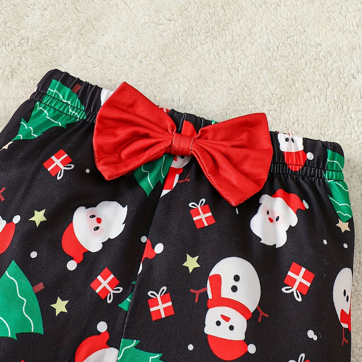 3PCS Pretty My 1st Christmas Trees Letter Santa Claus Printed Baby Set