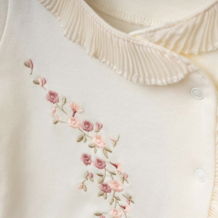 Grace Floral Embroidery Long Sleeve Baby Jumpsuit