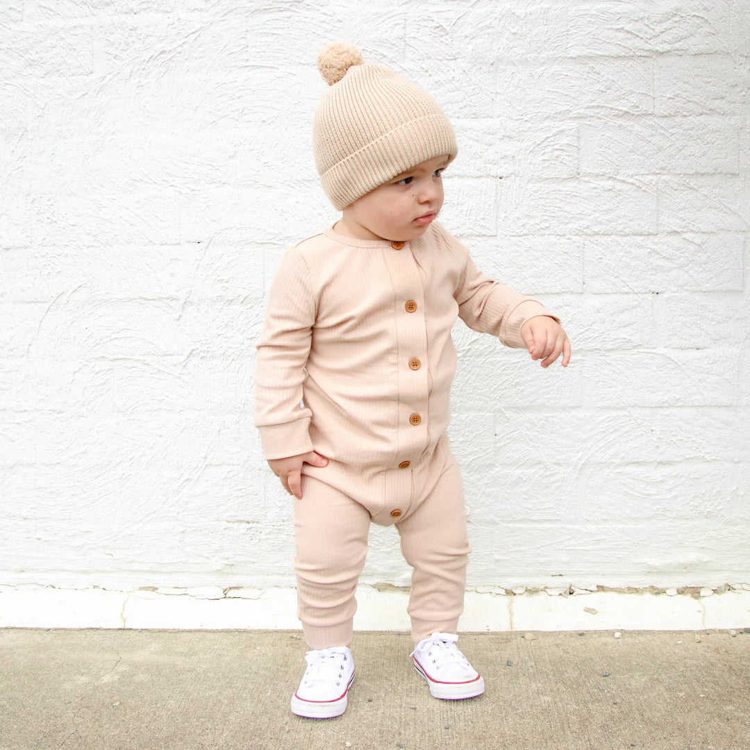 2PCS Cozy Solid Color Long Sleeve Baby Jumpsuit