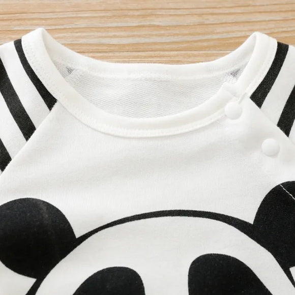 Cute Panda Printed Long Sleeve Baby Jumpsuit