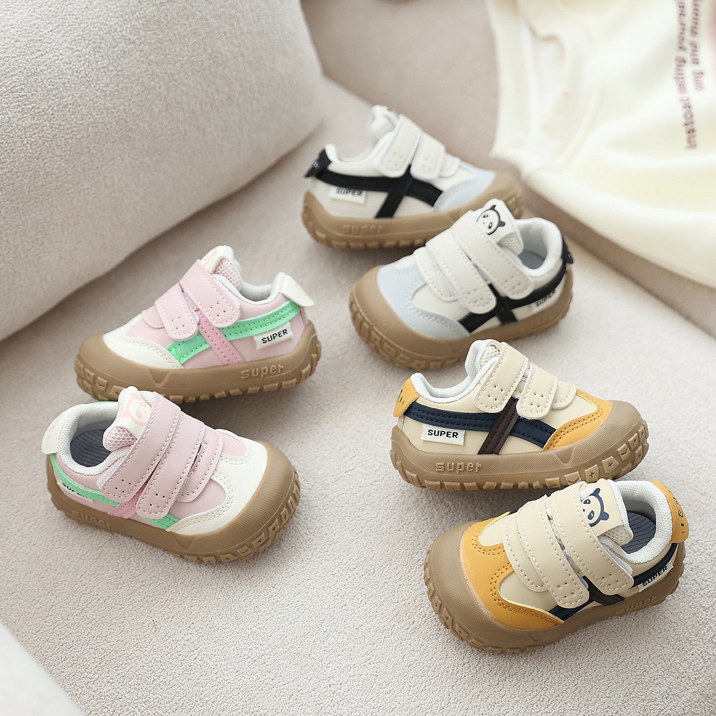 Unisex Baby & Toddler Colorblock Non-Slip Soft Sole First Walker Sneakers