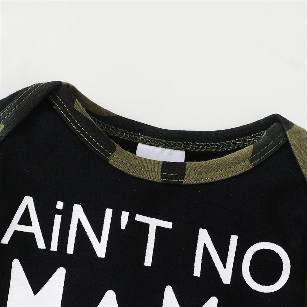 2PCS Ain't No Mama Like The One I Got Letter Print Camouflage Baby Set