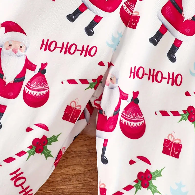 3PCS My First Christmas Letter Santa Claus Printed Long Sleeve Baby Set