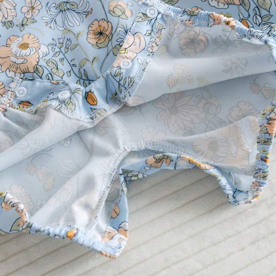 2PCS Grace Floral Print Sleeveless Baby Jumpsuit