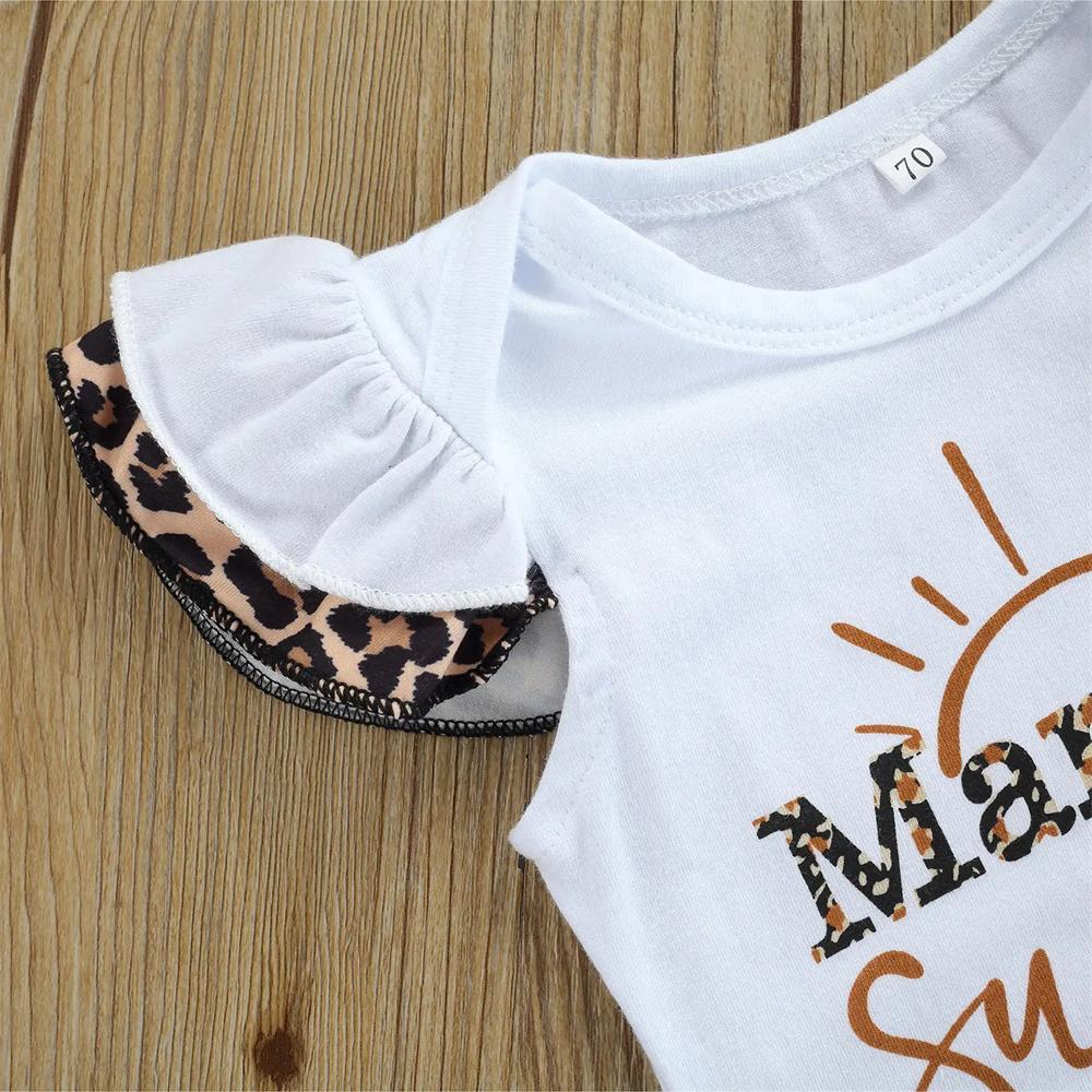 3PCS Chic Mama's Sunshine Letter Leopard Print Baby Set