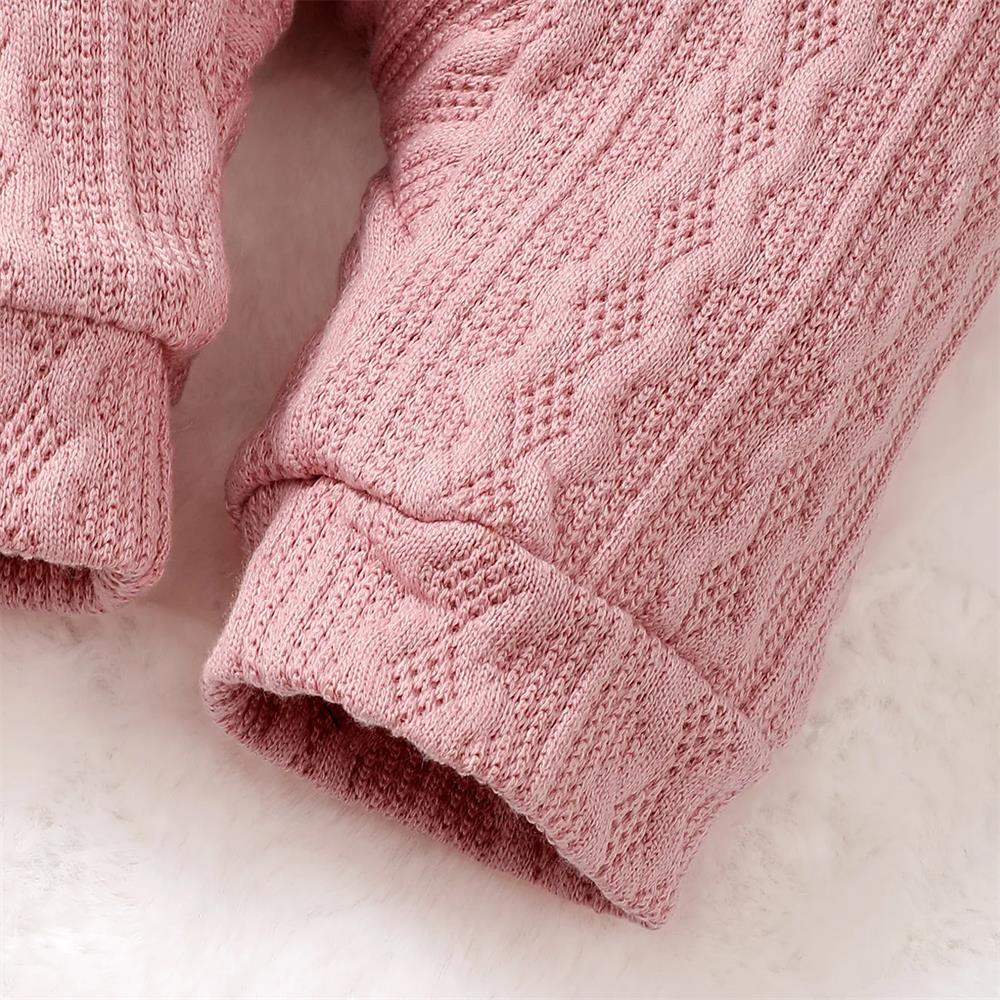 Furry Solid Color Long Sleeve Warm Baby Hooded Jumpsuit