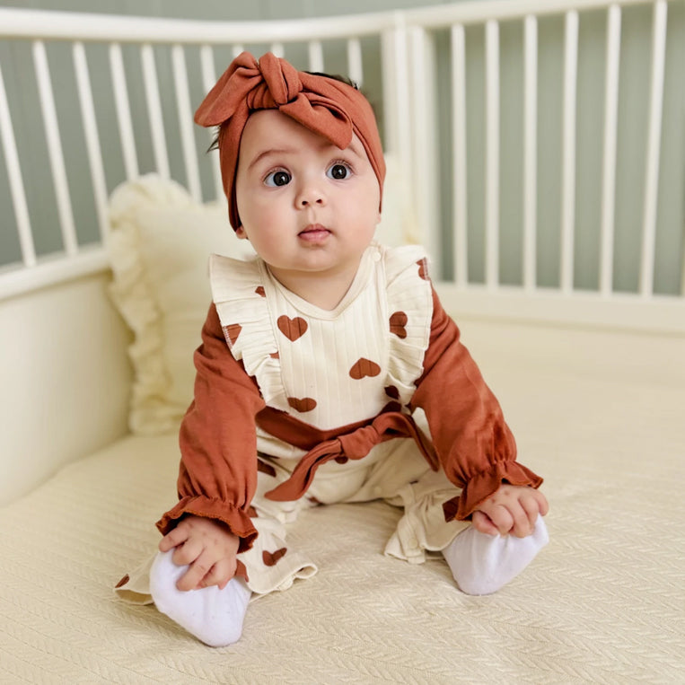 3PCS Pretty Heart Printed Long Sleeve Baby Girl Jumpsuit