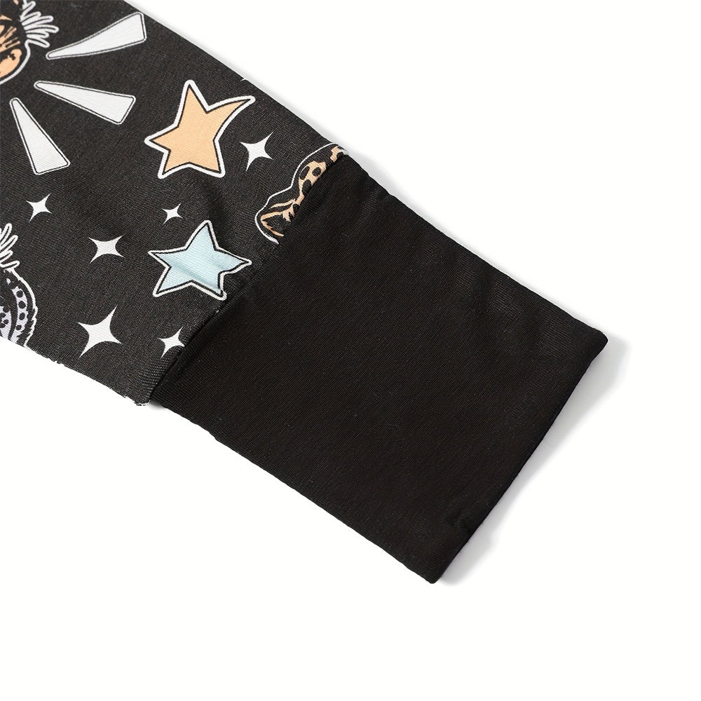 Cool Leopard Star Printed Long sleeve Baby Jumpsuit