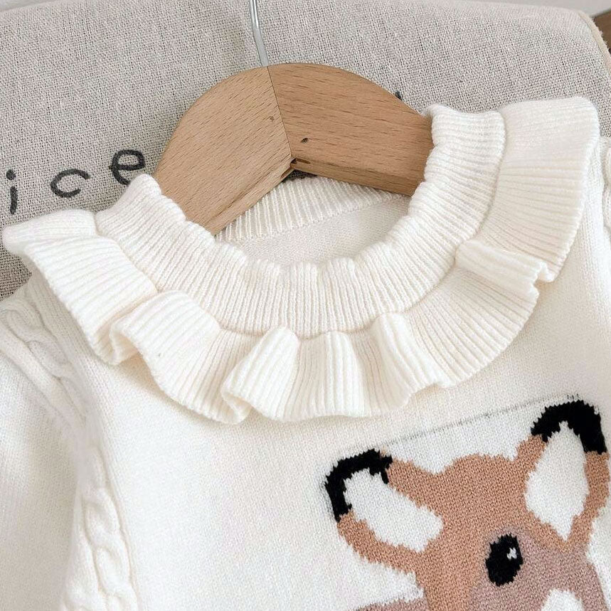 Cozy Elk Printed Long Sleeve Baby Knit Jumpsuit