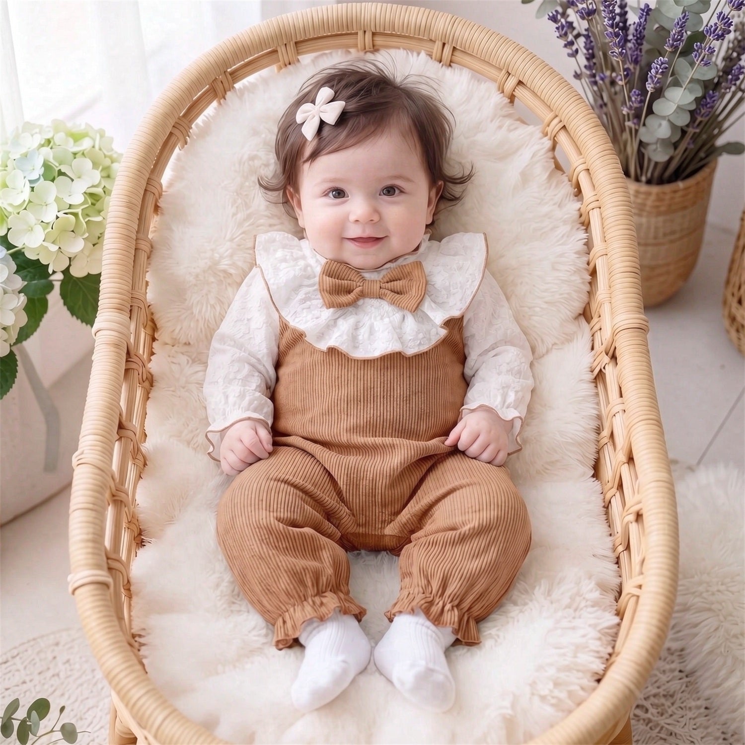 Grace Color Blocking Bubble Texture Long Sleeve Baby Jumpsuit