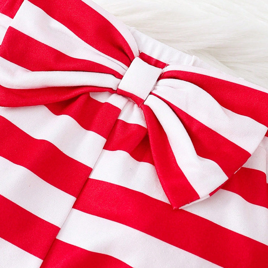 3PCS My 1st Christmas Letter Santa Claus Stripe Printed Baby Set
