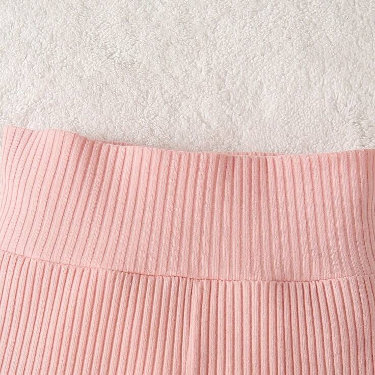2PCS Sweet Solid Color Bow Long Sleeve Baby Girl Set
