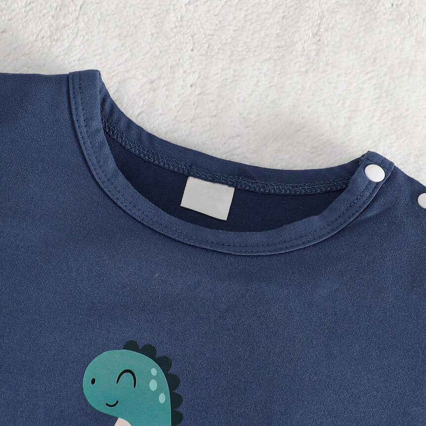 2PCS Casual Dinosaur Print Short Sleeve Baby Set