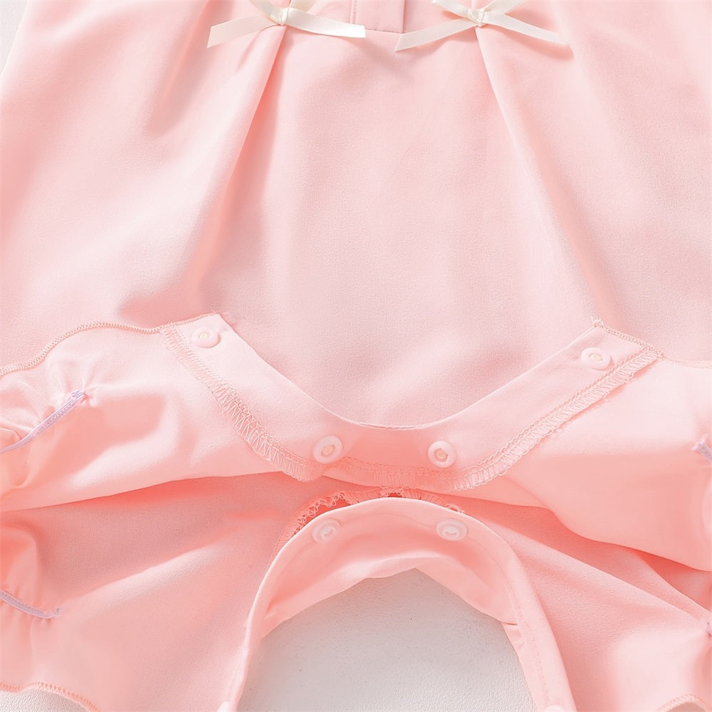 2PCS Lovely Solid Color Fly Sleeve Baby Jumpsuit