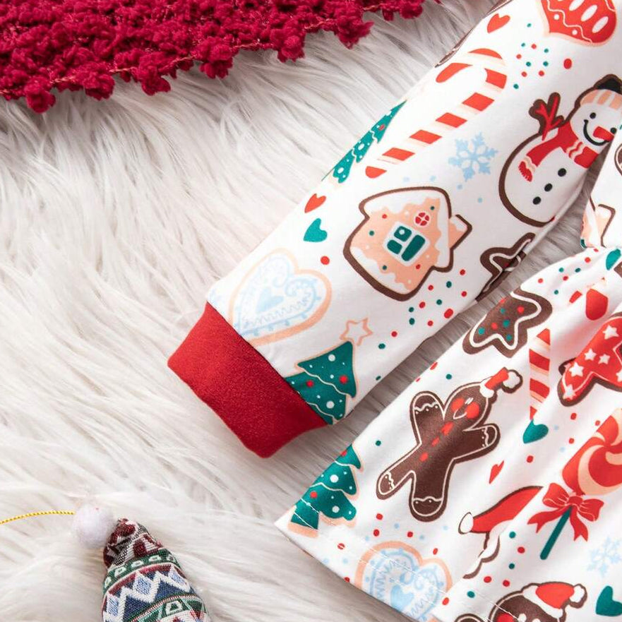 Lovely Christmas Print Bow Long Sleeve Baby Girl Romper