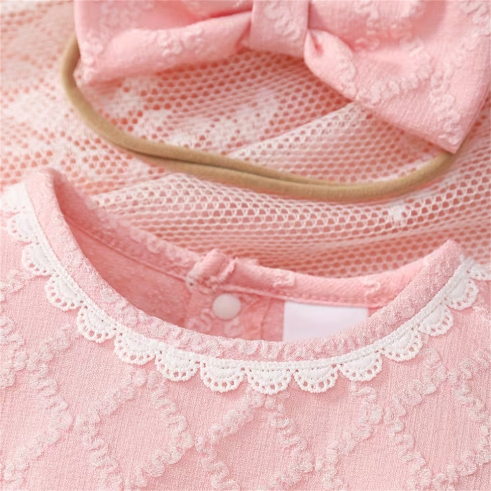 2PCS Sweet Butterfly Patch Long Sleeve Baby Romper