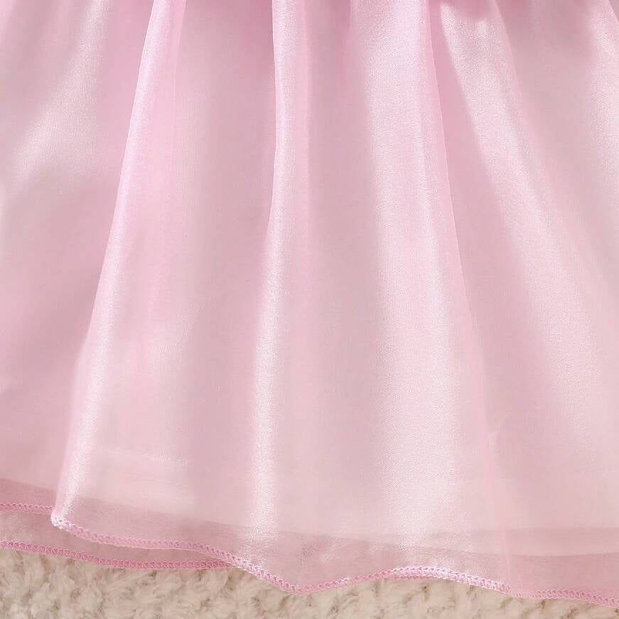 3PCS Pretty Solid Color Tulle Flounce Sleeve Baby Dress