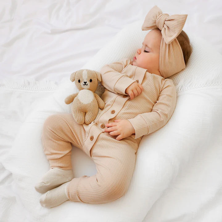 2PCS Cozy Solid Color Long Sleeve Baby Jumpsuit