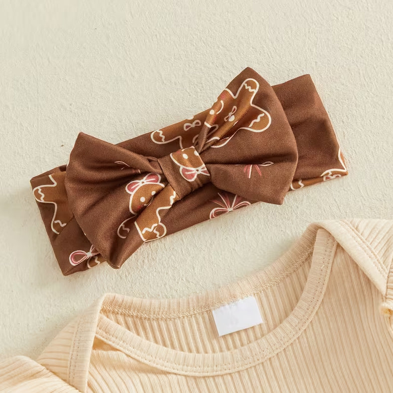 3PCS Cutest Christmas Little Ginger Letter Print Long Sleeve Baby Set