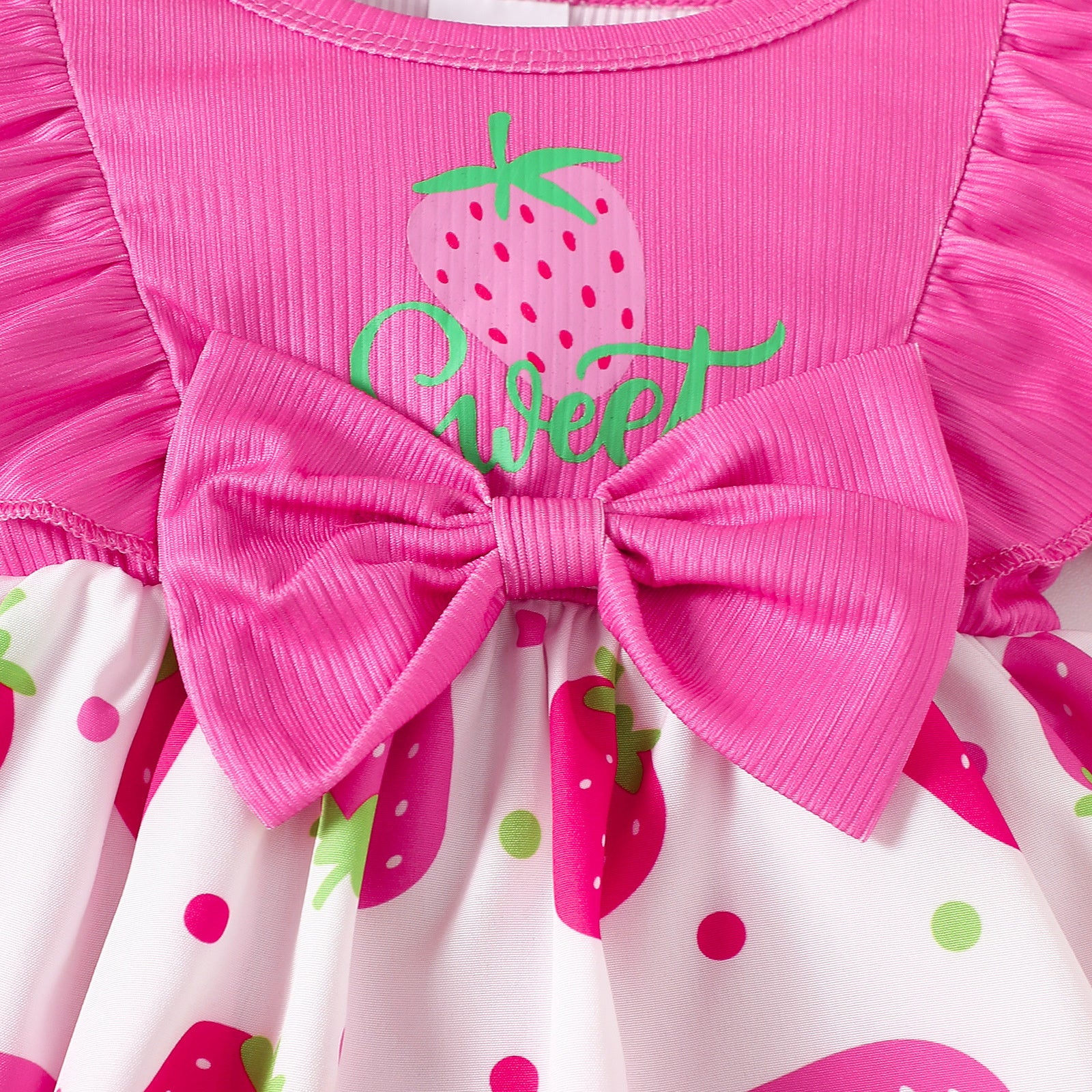 2PCS Sweet Strawberry Print Short Sleeve Baby Girl Romper