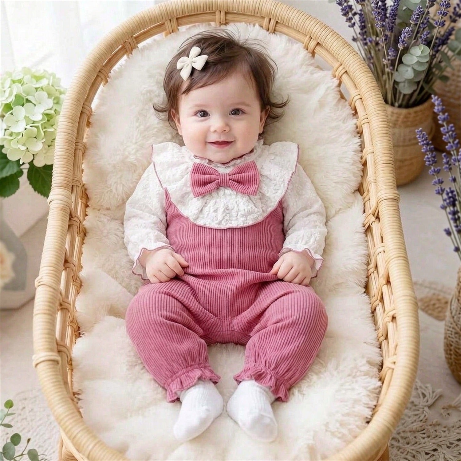 Grace Color Blocking Bubble Texture Long Sleeve Baby Jumpsuit