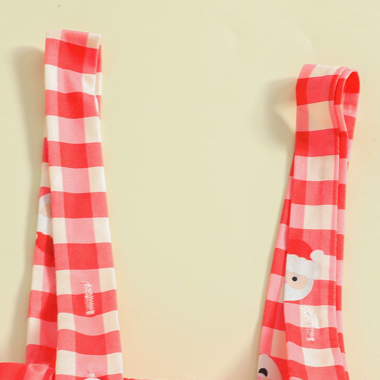 3PCS My First Christmas Santa Embroidery Plaid Overalls Baby Set