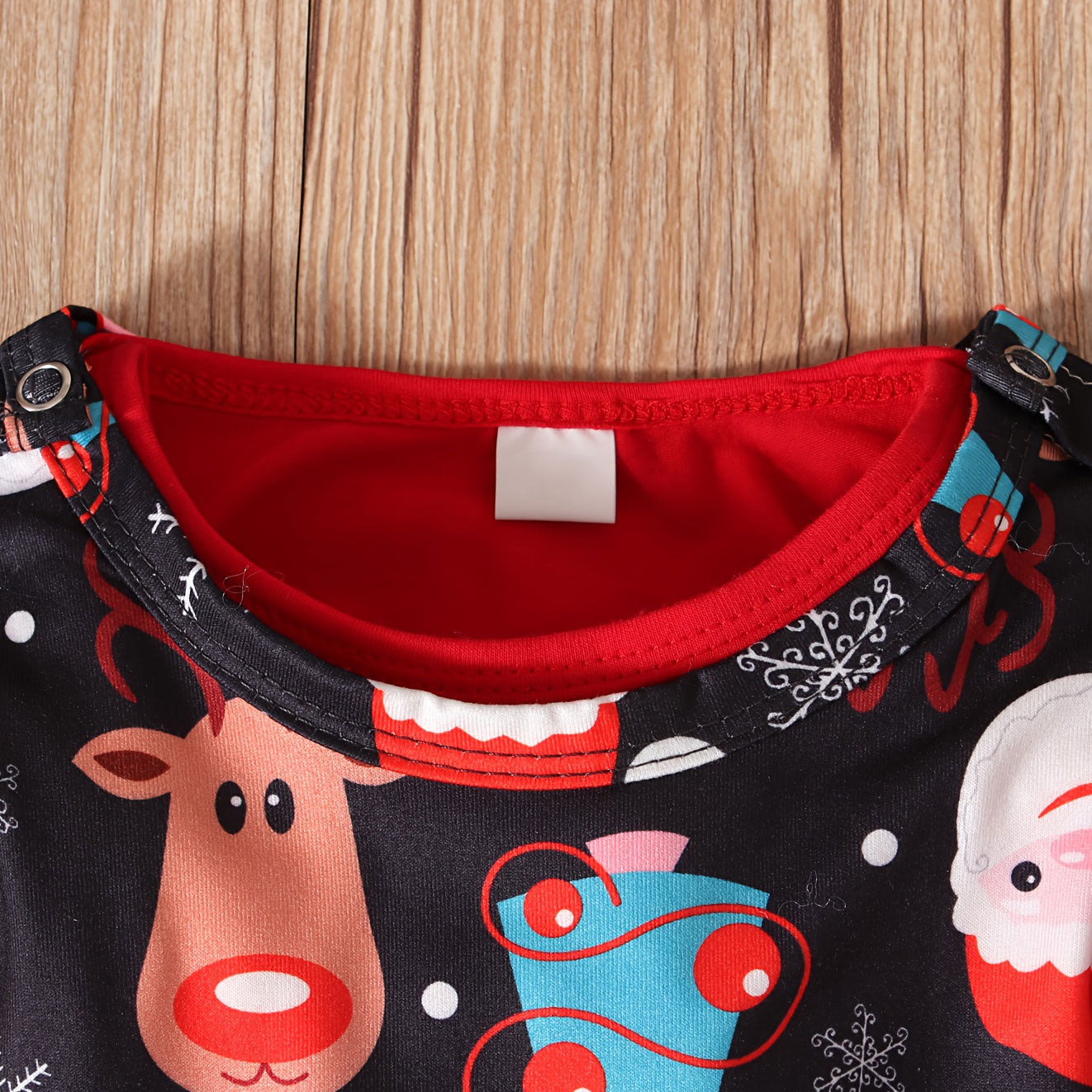 2PCS My First Christmas Letter Santa and Reindeer Print Baby Jumpsuit