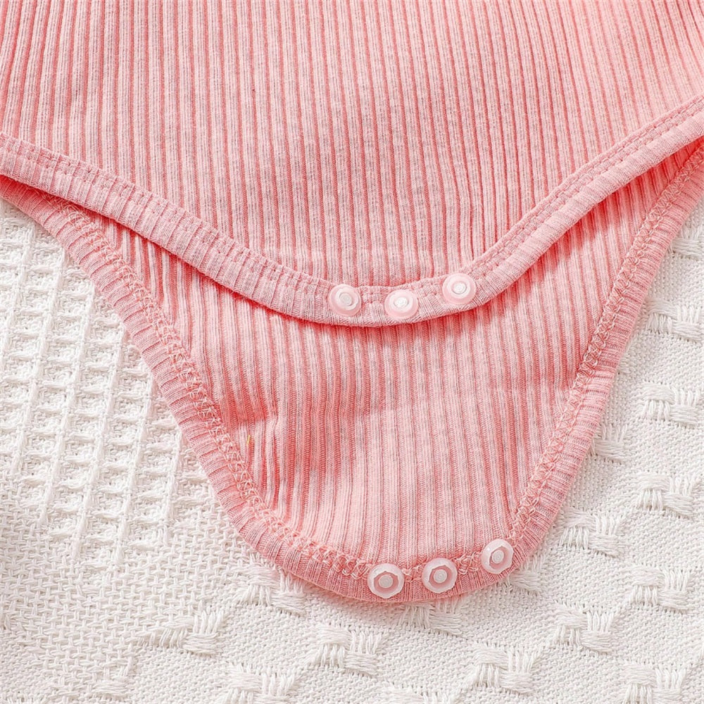 3PCS Mama Is My Bestie Letter Printed Plaid Short Sleeve Baby Set