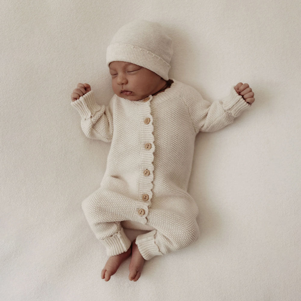 Cozy Solid Color Long Sleeve Baby Knit Jumpsuit