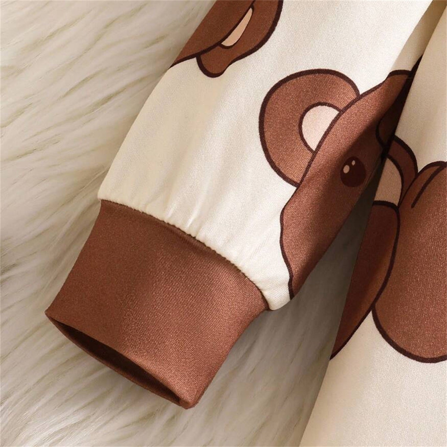 Lovely Teddy Bear Print Zipper Long Sleeve Baby Jumpsuit