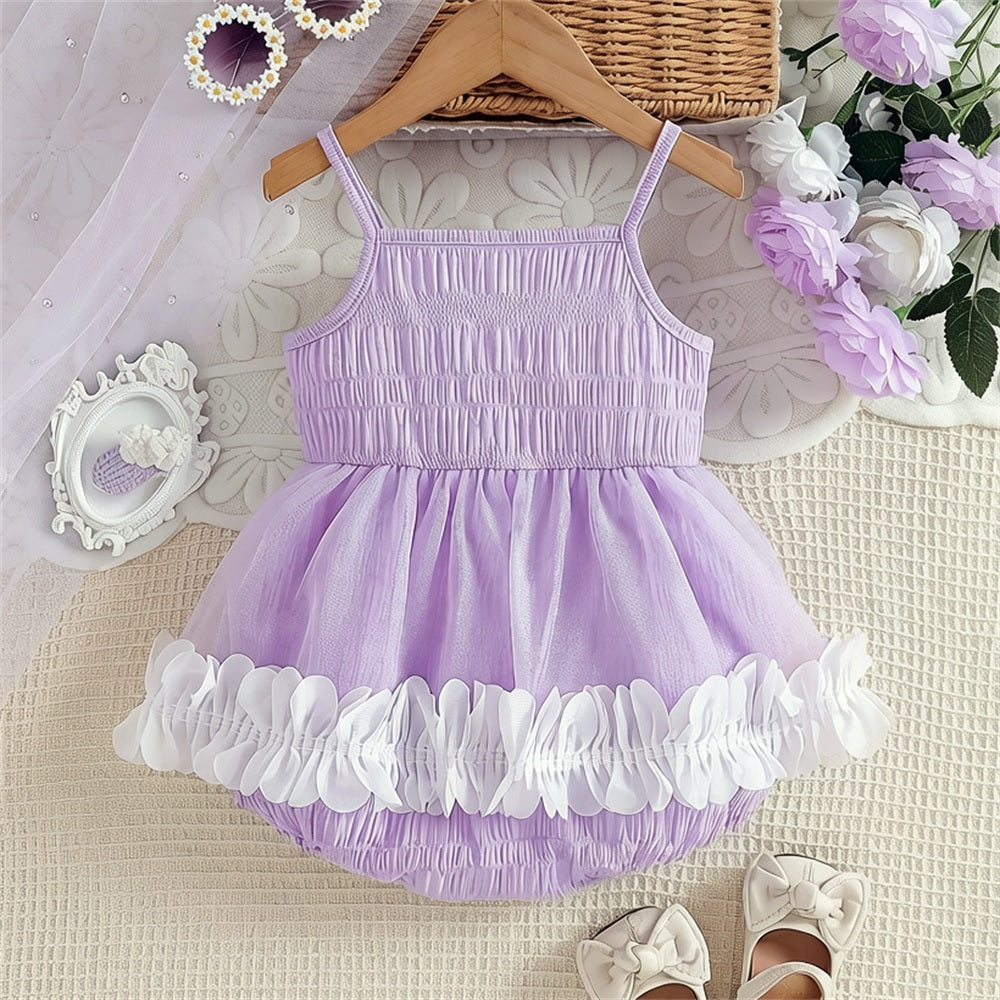 Grace Solid Color Sleeveless Bowknot Decor Baby Romper
