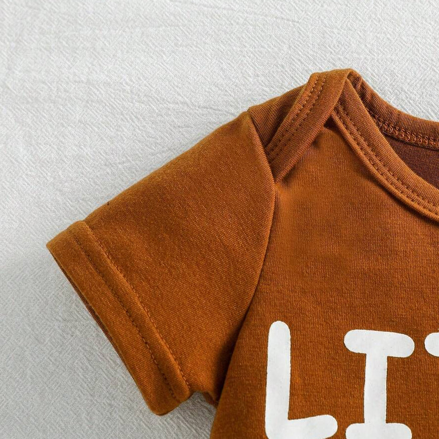 2PCS Little Boy's Letter Stripe Print Short Sleeve Baby Set
