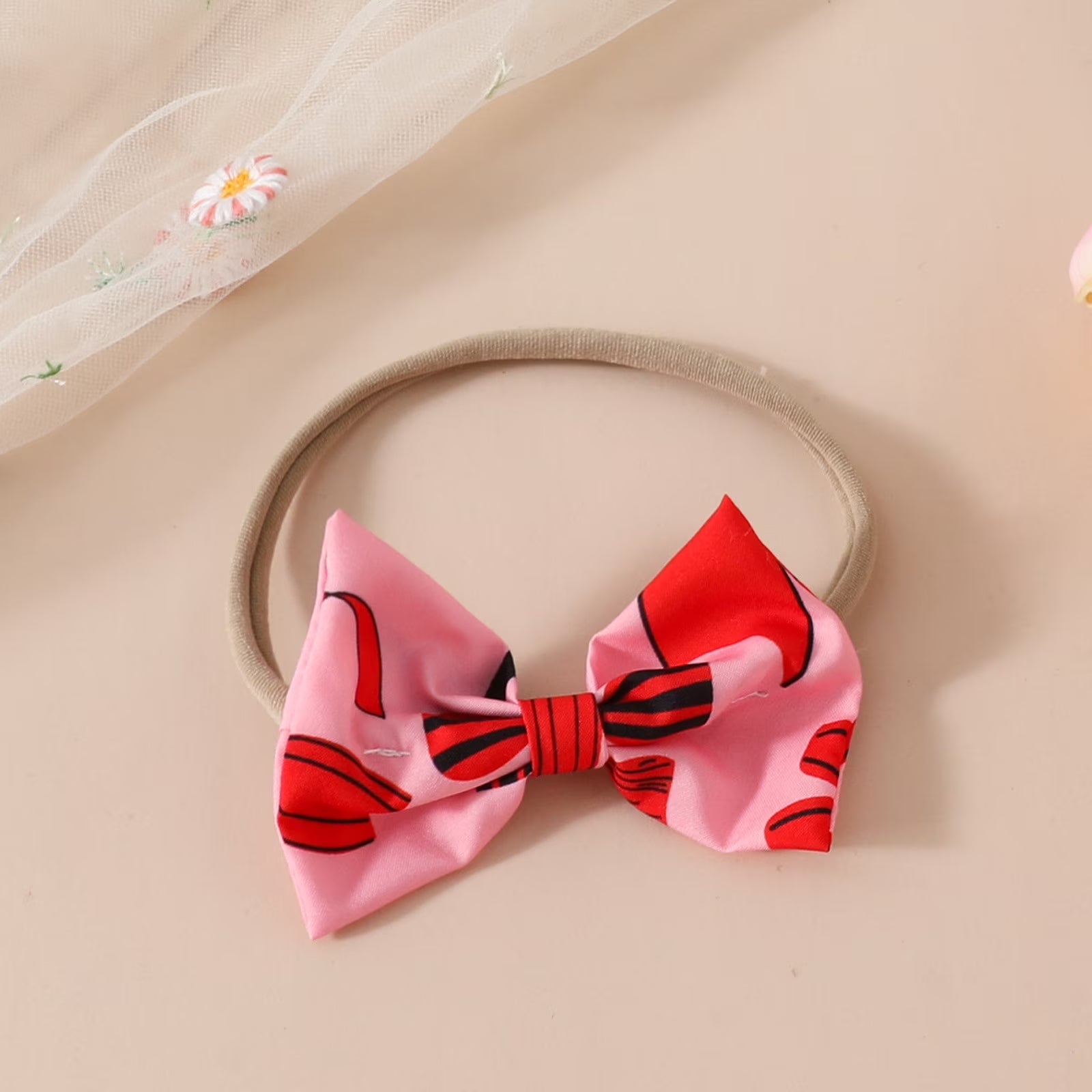 2PCS Vibrant Bow Print Sleeveless Baby Romper