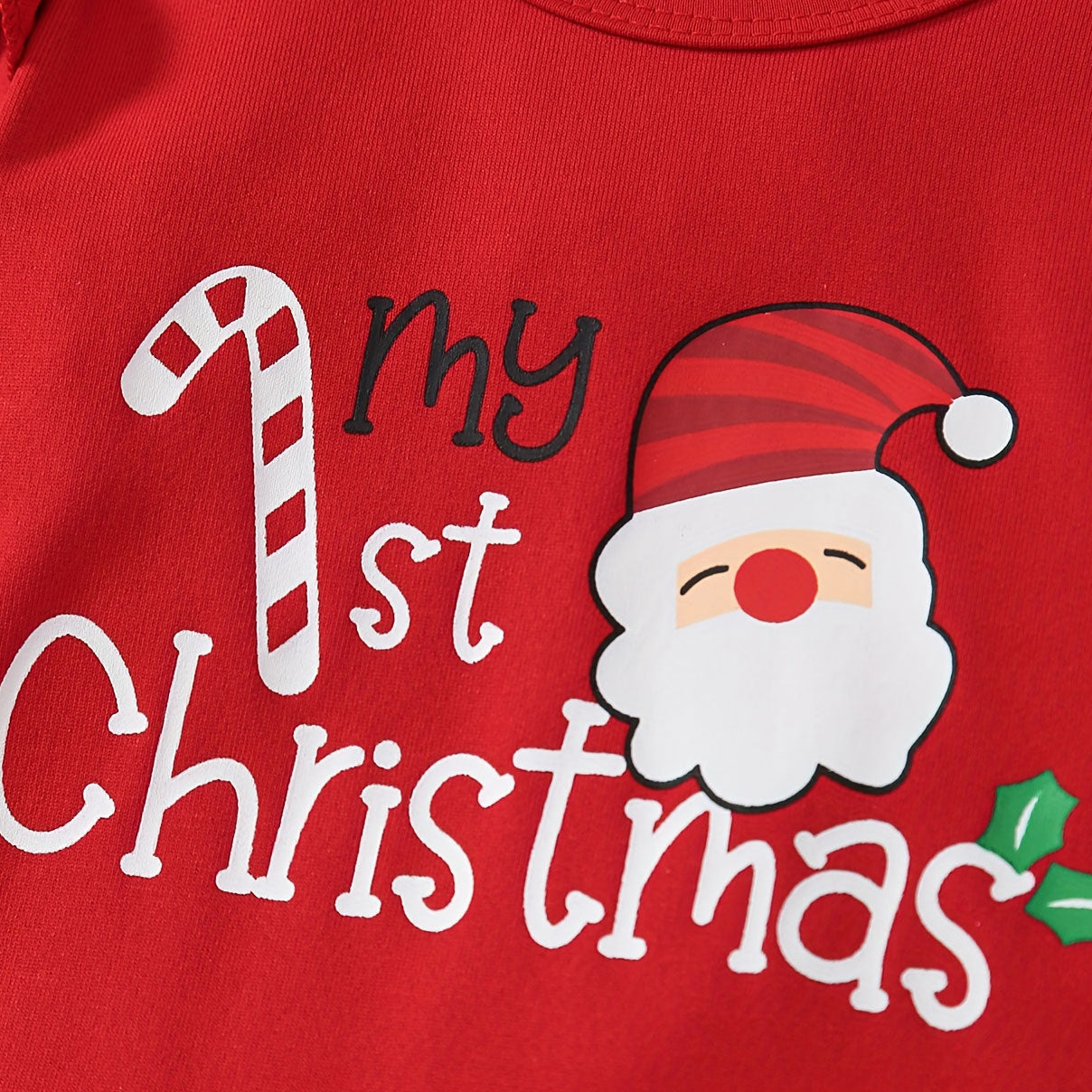 4PCS My 1st Christmas Letter Santa Claus Print Long Sleeve Baby Girl Set