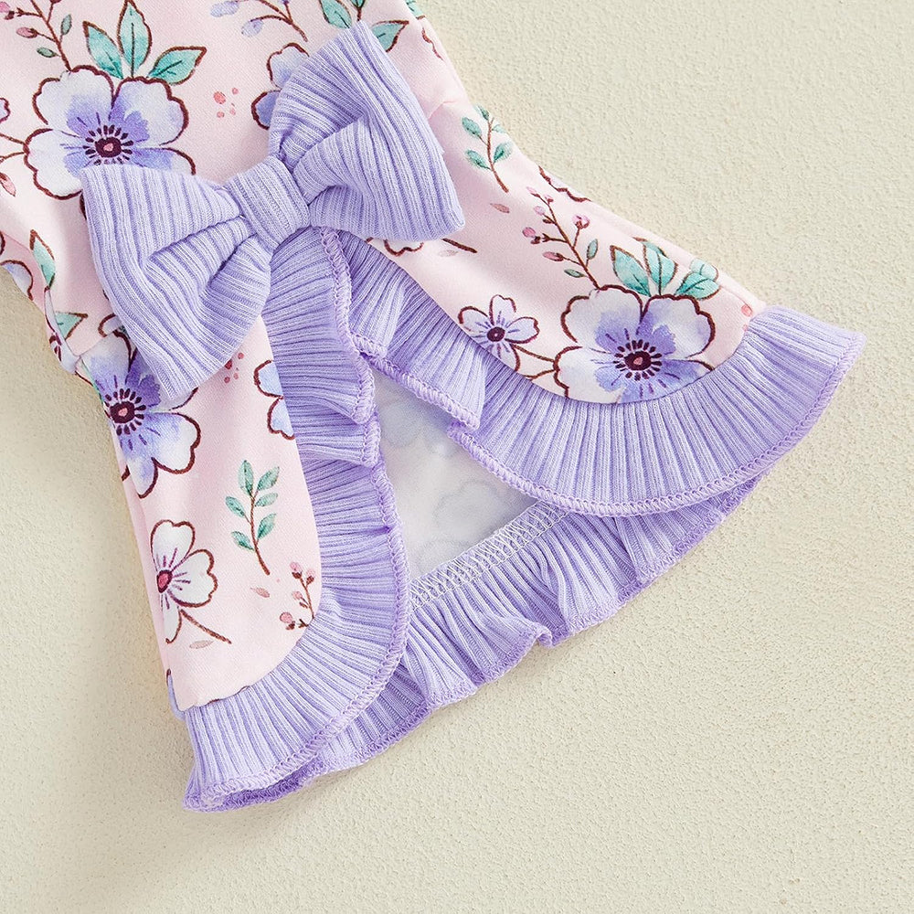 3PCS Daddy's Little Girl Mommy's Whole World Letter Floral Print Baby Set