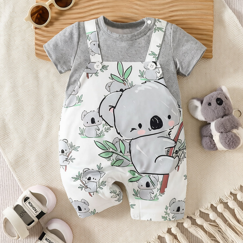 Cute Koala Print Short Sleeve Baby Jumpsuit