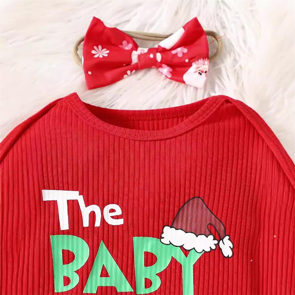 3PCS The Baby Who Stole Christmas Letter Santa Claus Printed Baby Set