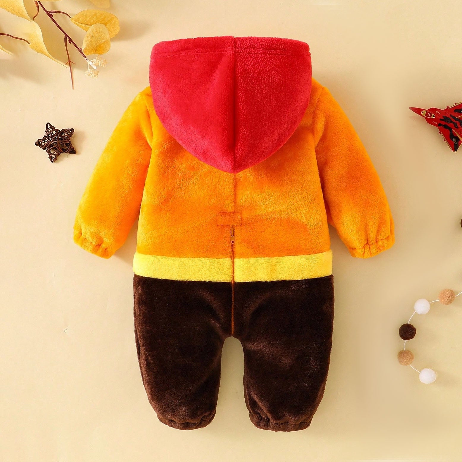 Fuzzy 3D Cow Printed Hoodie Baby Jumpsuit